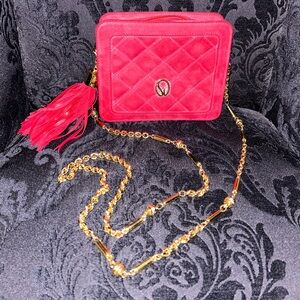 Saint John crossbody gold hardware tassel suede bag